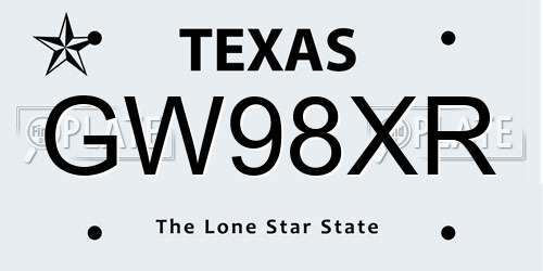 GW98XR Texas License Plate