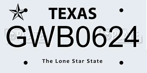 GWB0624 Texas License Plate