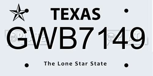 GWB7149 Texas License Plate