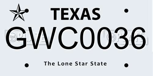 GWC0036 Texas License Plate