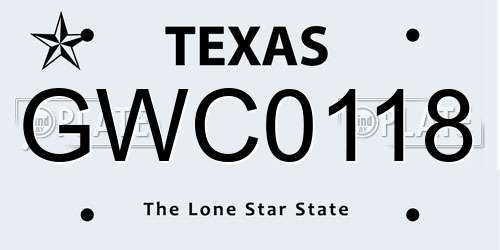 GWC0118 Texas License Plate