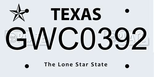 GWC0392 Texas License Plate