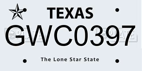 GWC0397 Texas License Plate