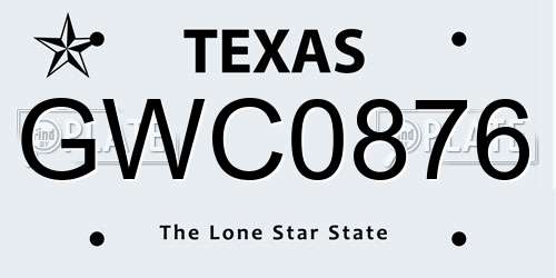 GWC0876 Texas License Plate