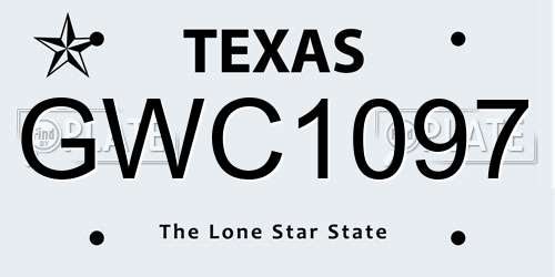 GWC1097 Texas License Plate