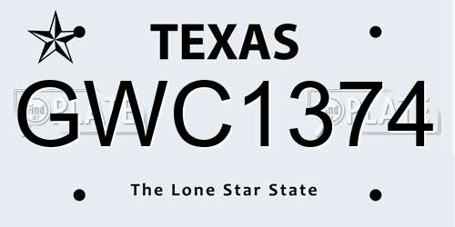 GWC1374 Texas License Plate