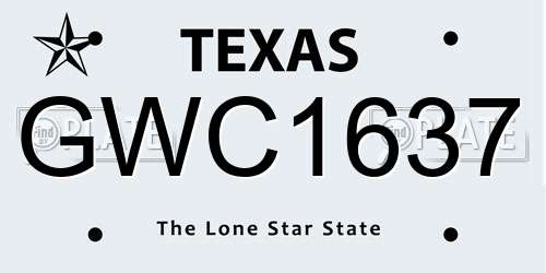 GWC1637 Texas License Plate