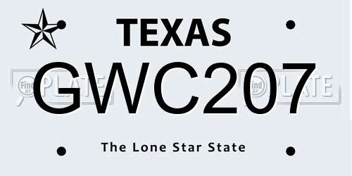 GWC207 Texas License Plate