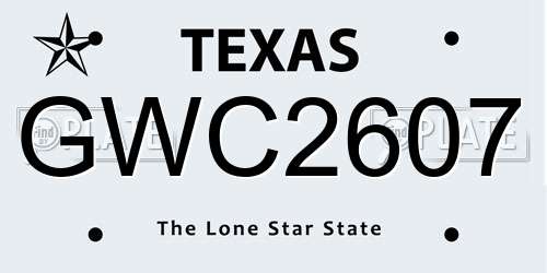 GWC2607 Texas License Plate
