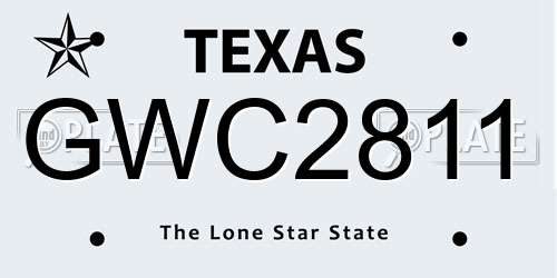 GWC2811 Texas License Plate