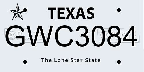 GWC3084 Texas License Plate