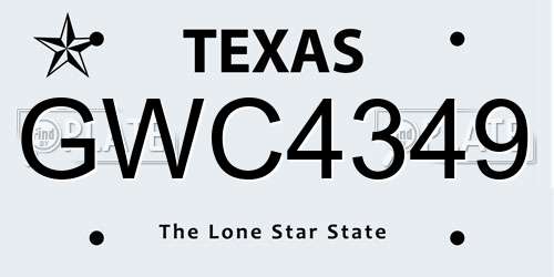 GWC4349 Texas License Plate