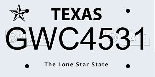GWC4531 Texas License Plate