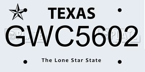 GWC5602 Texas License Plate