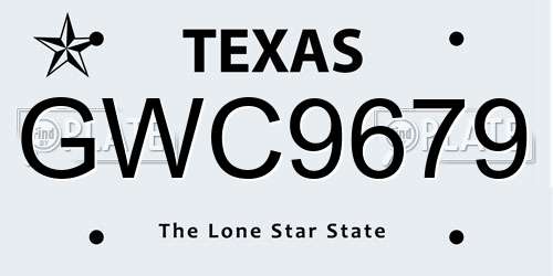 GWC9679 Texas License Plate