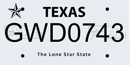 GWD0743 Texas License Plate
