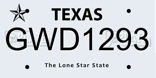 GWD1293 Texas License Plate