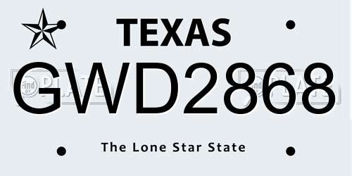 GWD2868 Texas License Plate