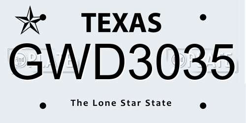 GWD3035 Texas License Plate