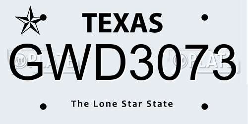 GWD3073 Texas License Plate