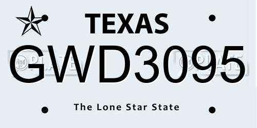 GWD3095 Texas License Plate