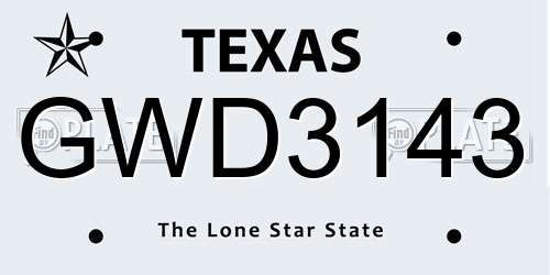 GWD3143 Texas License Plate