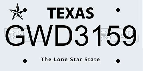GWD3159 Texas License Plate