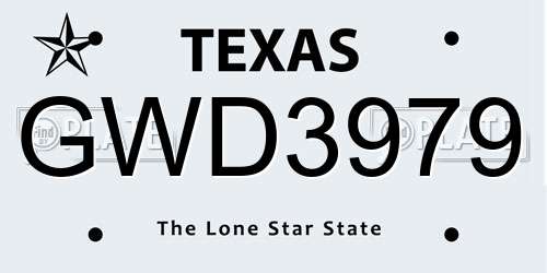 GWD3979 Texas License Plate