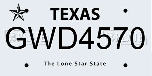 GWD4570 Texas License Plate