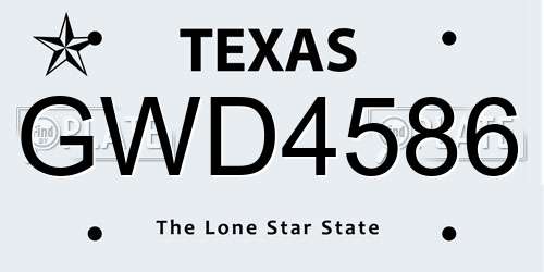 GWD4586 Texas License Plate