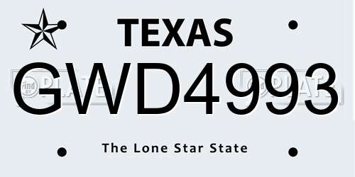 GWD4993 Texas License Plate