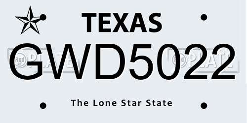 GWD5022 Texas License Plate
