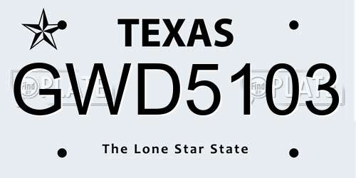 GWD5103 Texas License Plate