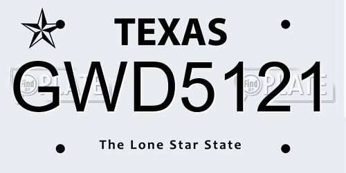 GWD5121 Texas License Plate