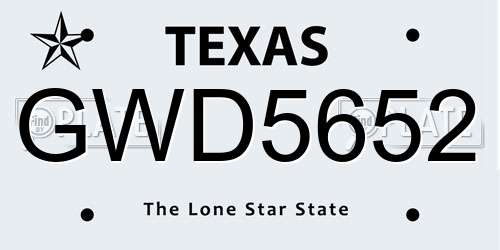 GWD5652 Texas License Plate