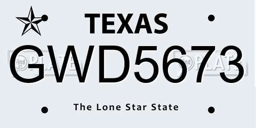 GWD5673 Texas License Plate