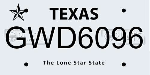 GWD6096 Texas License Plate