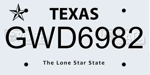 GWD6982 Texas License Plate