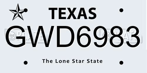 GWD6983 Texas License Plate