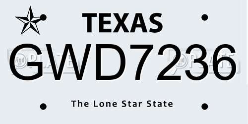 GWD7236 Texas License Plate