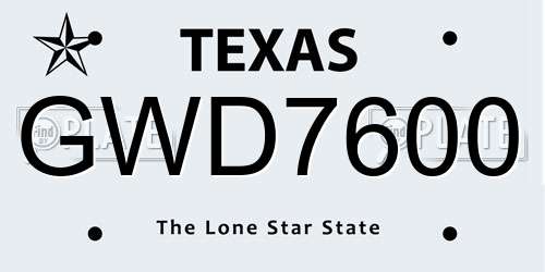 GWD7600 Texas License Plate