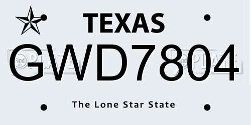 GWD7804 Texas License Plate