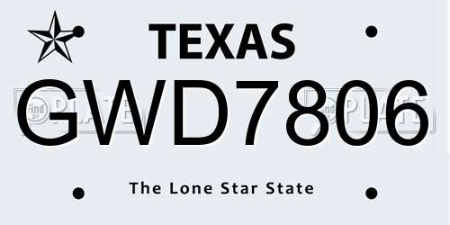 GWD7806 Texas License Plate
