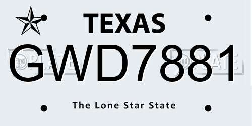 GWD7881 Texas License Plate