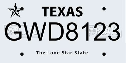 GWD8123 Texas License Plate
