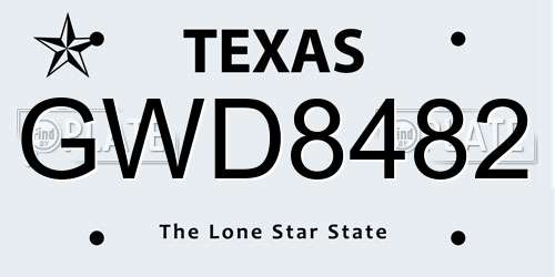 GWD8482 Texas License Plate