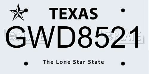 GWD8521 Texas License Plate
