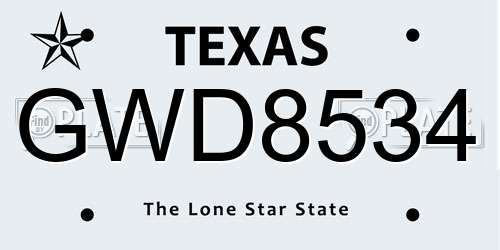 GWD8534 Texas License Plate