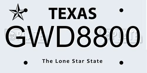 GWD8800 Texas License Plate