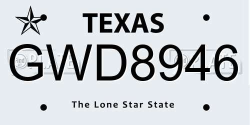 GWD8946 Texas License Plate